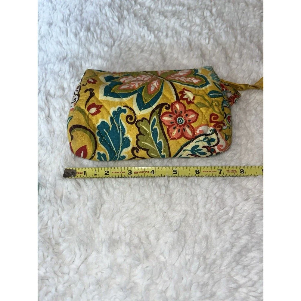 Vera Bradley Makeup Bag Yellow Floral Cosmetic Travel Case Zip Up